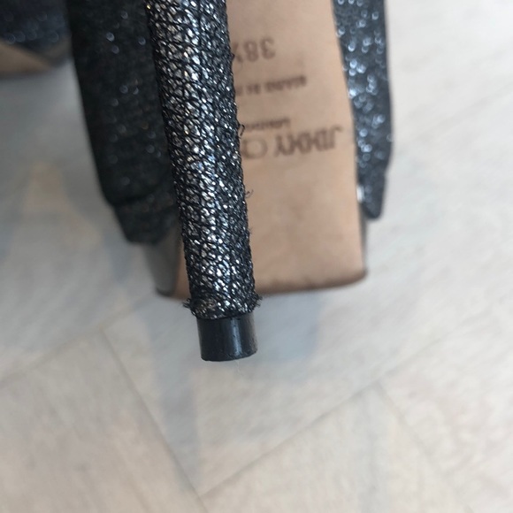 Jimmy Choo Black Sparkly High Heel Peep Toe Shoes - Picture 7 of 8